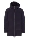 Herno New Impact Long Down Jacket With Hood In Blue