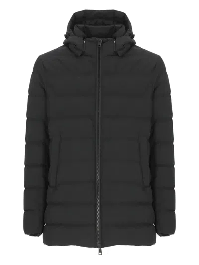 Herno Quilted Down Jacket With Adjustable Hood And Buttoned Pockets In Black