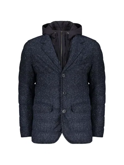 Herno Hooded Padded Coat In Blue