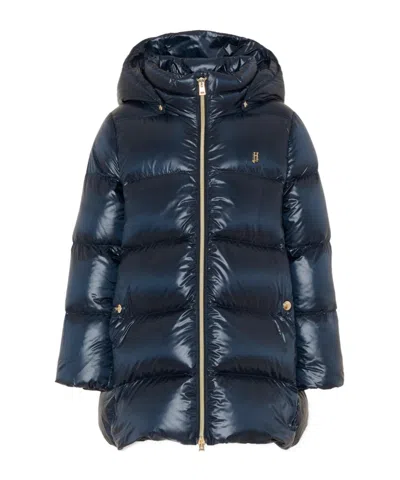 Herno Kids' Hooded Padded Coat In Blue
