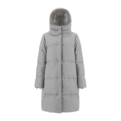 Herno Cashmere And Silk With Goose Down Down Coat In Gray