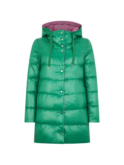 Herno Hooded Padded Coat In Green
