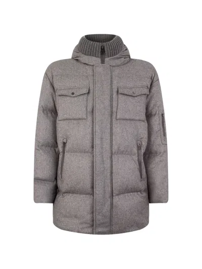 Herno Hooded Padded Coat In Gray