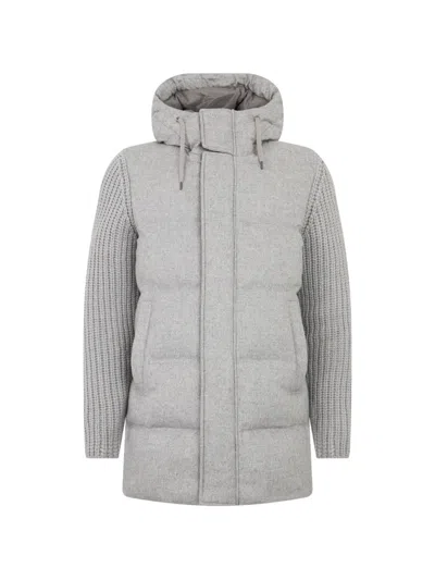 Herno Hooded Padded Coat In Gray