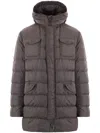 Herno Long-sleeved Hooded Down Jacket In Grey