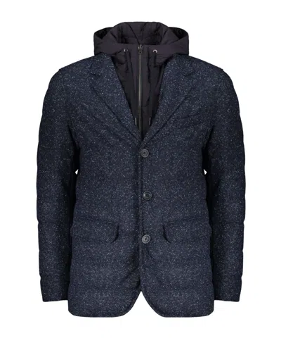 Herno Hooded Padded Drawstring Coat In Blue