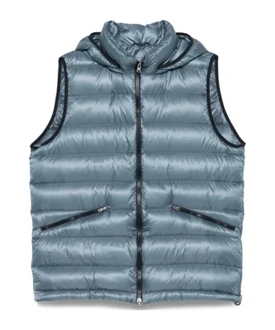 Herno Hooded Padded Gilet In Blue