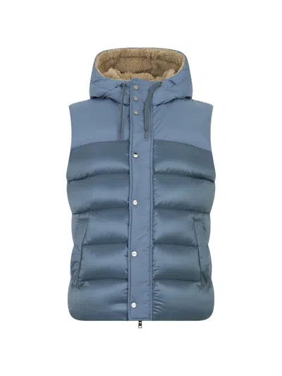 Herno Hooded Padded Gilet In Blue