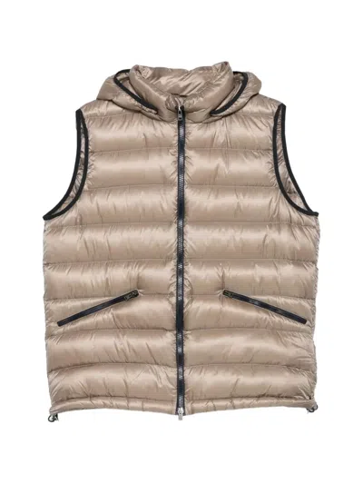 Herno Hooded Padded Gilet In Brown