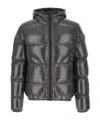 Herno Glossy Quilted Nylon Bomber Jacket With Logo Accents In Black