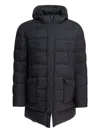 Herno Quilted Black Down Jacket With Detachable Hood In Blue