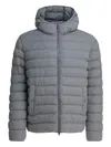 Herno Grey Hooded Rain Coat In Blue