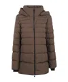 Herno Long Hooded Padded Quilted Jacket In Brown