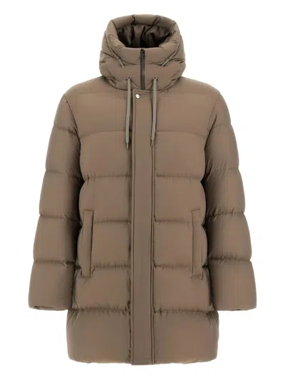 Herno Hooded Padded Jacket In Brown