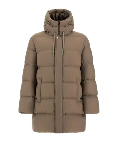 Herno Hooded Padded Jacket In Brown