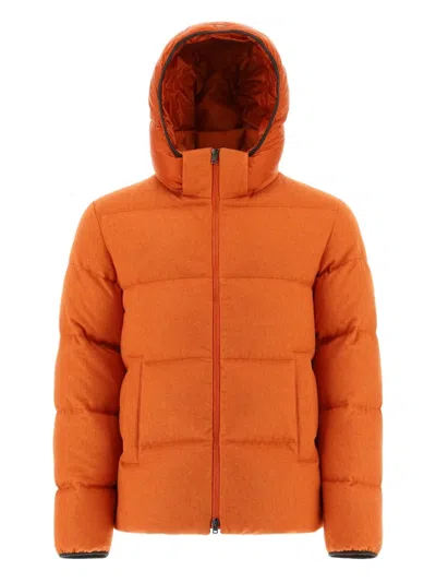 Herno Hooded Padded Jacket In Orange