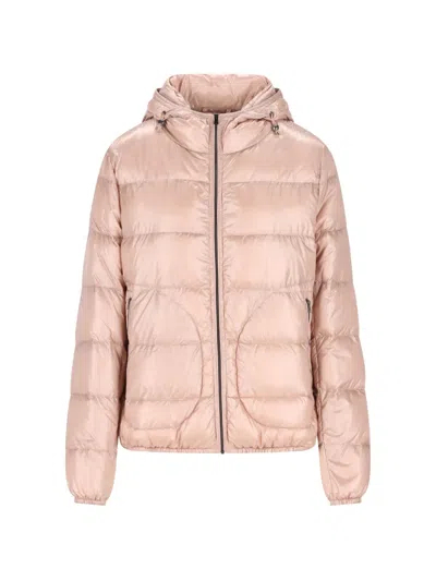 Herno Hooded Zipped Puffer Jacket In Pink