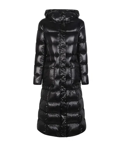 Herno Hooded Padded Long Coat In Black