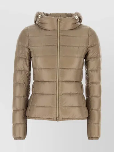 Herno Hooded Padded Quilted Down Jacket In Brown