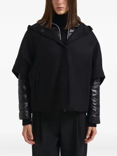 Herno Hooded Padded Sleeve Coat In Black