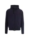 Herno Double-fabric Wool Hooded Jacket In Blue