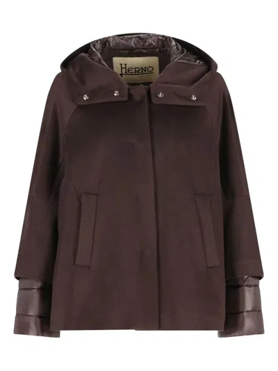 Herno Women Cashmere And Nylon Cape In Brown