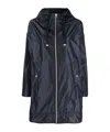 Herno Navy Blue Parka With Iridescent Effect And Slouchy Drawstring Hood In Black