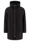 Herno Long Scuba Jacket With Hood And Side Zip Pockets In Blue