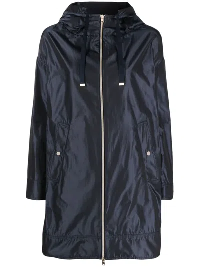 Herno Dark Blue Technical Taffeta Waterproof Parka With Hood