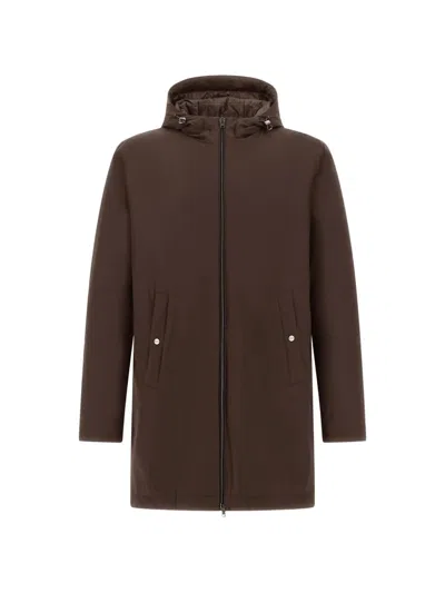 Herno Hooded Parka In Brown