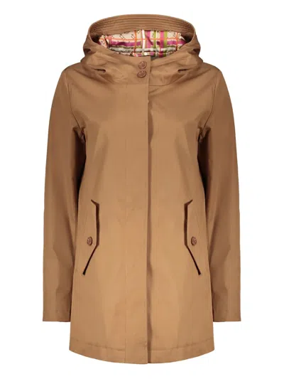 Herno Hooded Parka Coat In Camel
