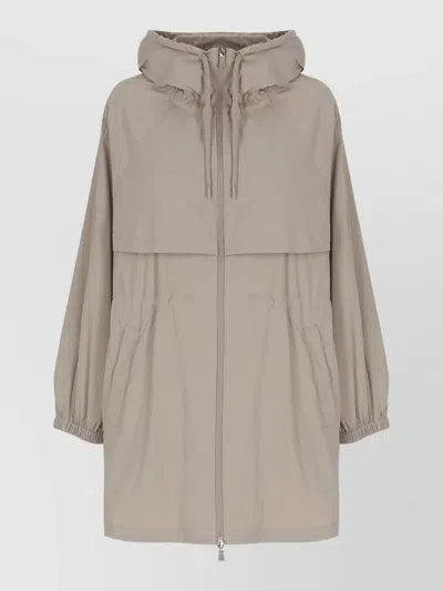 Herno Hooded Parka Long Sleeves Front Button Pockets