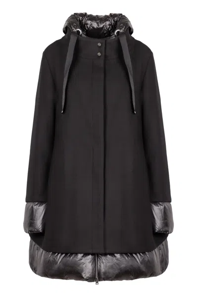 Herno Wool Padded Coat With High Neck In Black
