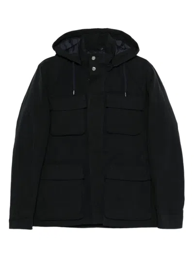 Herno Hooded Pocket Jacket In Blue