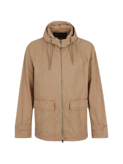 Herno Hooded Pocket Jacket In Brown