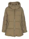 Herno Long Padded Down Jacket With Removable Hood In Green