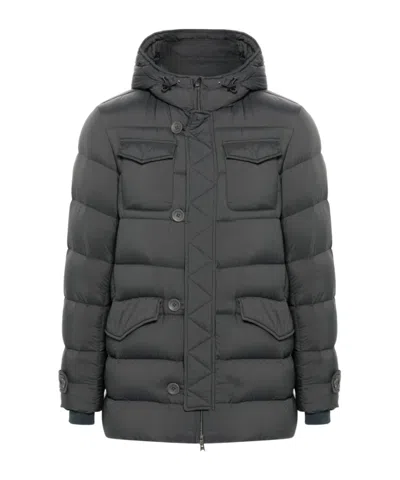 Herno Hooded Puffer Coat In Grey
