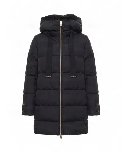 Herno Hooded Puffer Coat With Zip Front In Nero