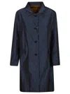 Herno Long Sleeve Collared Coat Side Pockets In Blue