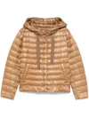 Herno Quilted Hooded Drawstring Puffer Jacket In Brown