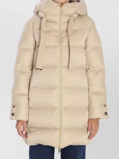 Herno Hooded Puffer Jacket Featuring Adjustable Drawstrings In Metallic
