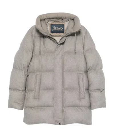 Herno Hooded Puffer Jacket In Gray
