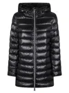 Herno Hooded Puffer Jacket In Silk And Cashmere Blend In Black