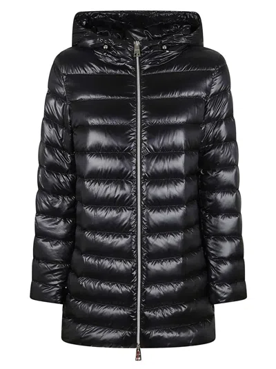 Herno Hooded Puffer Jacket In Silk And Cashmere Blend In Black