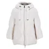 Herno Hooded Puffer Jacket In White Acrylic Faux Fur In White