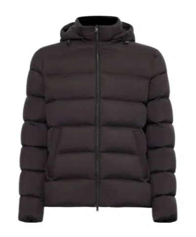 Herno Hooded Water-repellent Quilted Nylon Down Jacket In Blue