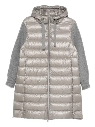 Herno Hooded Quilted Coat In Metallic