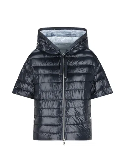 Herno Hooded Quilted Coat In Blue