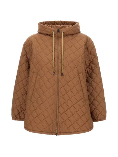 Herno Hooded Quilted Coat In Brown