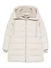 Herno Hooded Long Quilted Jacket And Pockets In Neutral